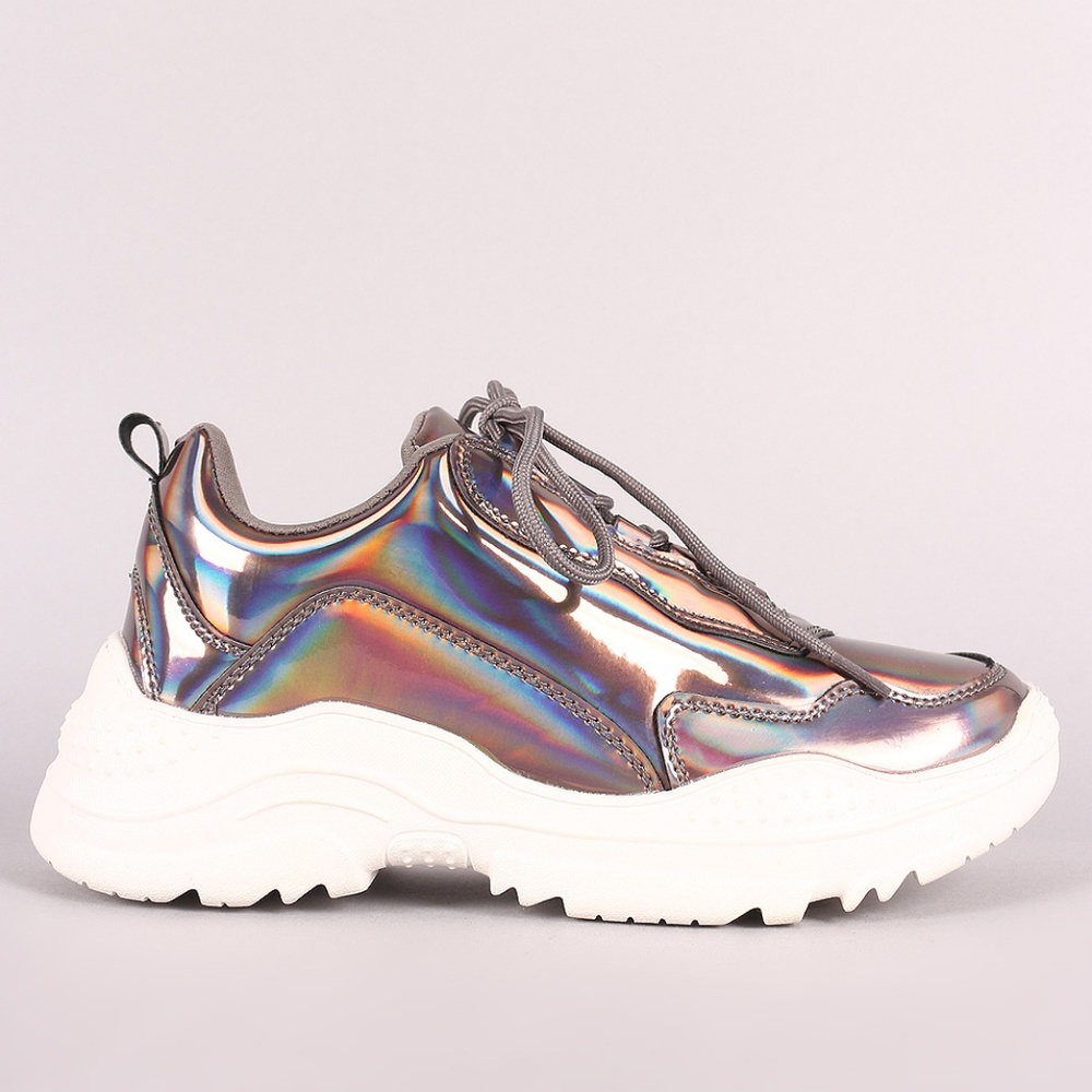 Last Size 9 💎Holographic Patent Platform Sneaker - Picture 3 of 8